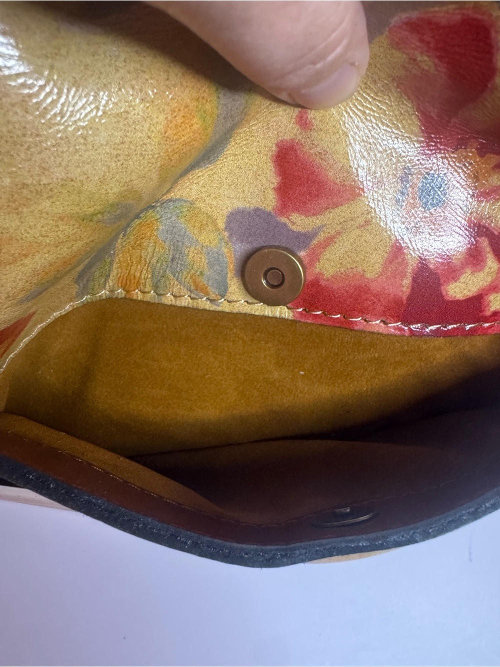#397 Patricia Nash Lucia Leather Aegean Blooms Floral Multi Crossbody Bag - Picture 8 of 17